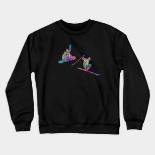 Ski and snowboard watercolor art Crewneck Sweatshirt